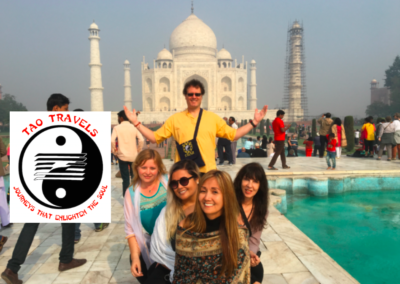Having a great time at the Taj Mahal