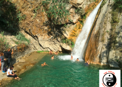 Time for a swim at the waterfall in Rishikesh, India